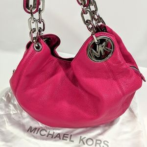 Michael Kors Hot Pink Large Leather Fulton Bag